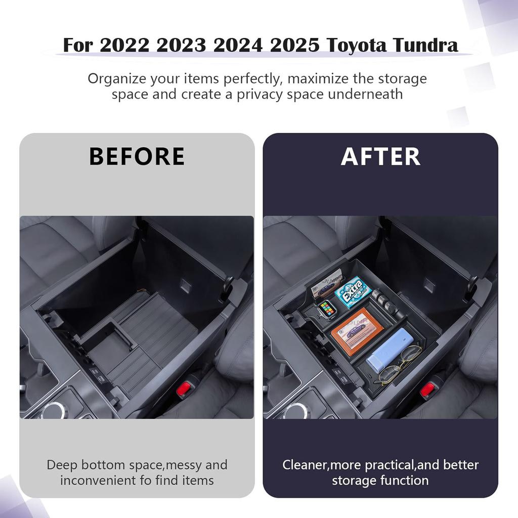 For 2025 2025 2025 2025 Toyota Tundra Center Console Organizer Tray Armrest Storage Box Interior Car Storage Tray Accessories