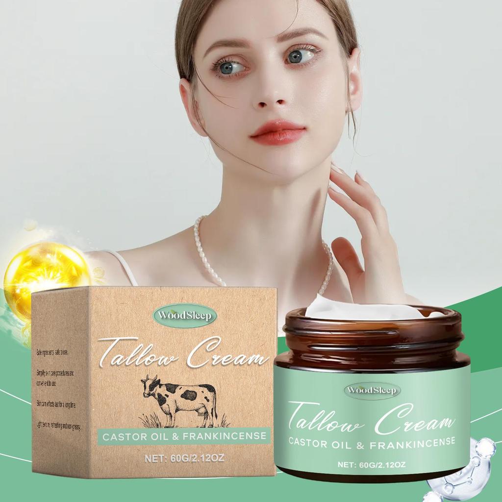 Crema Viso con Sebo di Manzo Anti-Età Linee Sottili Idratazione Profonda Lenitiva Riparatrice Pelle Danneggiata Giorno Nutriente Viso Corpo Lozione 60g