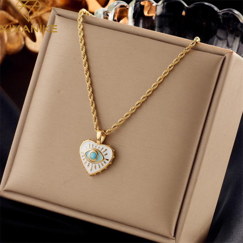 XIYANIKE 316L Stainless Steel Gold Color Love Heart Necklaces For Women Chokers 2021Trend Fashion Festival Party Gift Jewelry