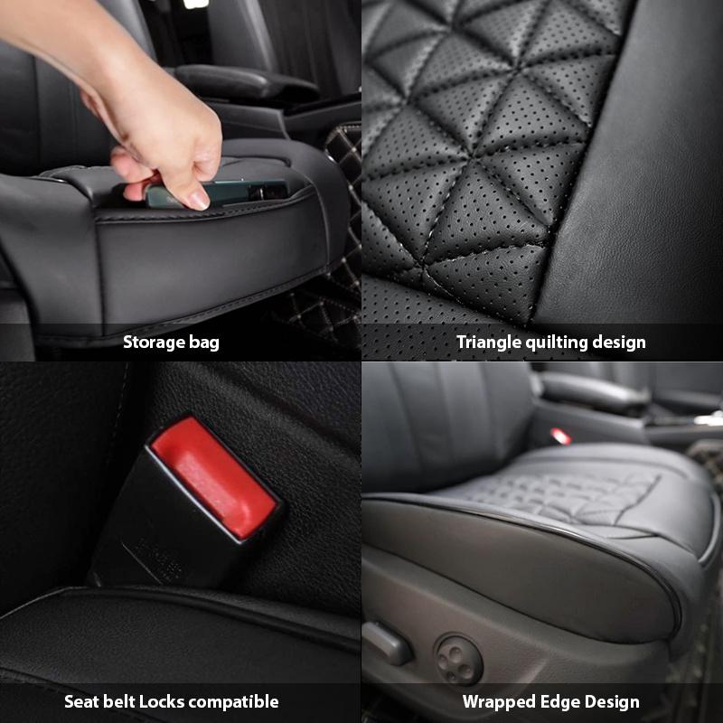 1PC Diamond-Quilted Premium PU Leather Car Seat Cover Non-Slip Breathable Universal Fit for Sedans SUVs Trucks - Seat Pad