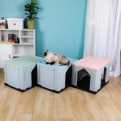 Hundebox mit flachem Dach: Wetterfestes Haustierhaus & Katzenbett Villa, Sonnenschutz, Abnehmbares Design