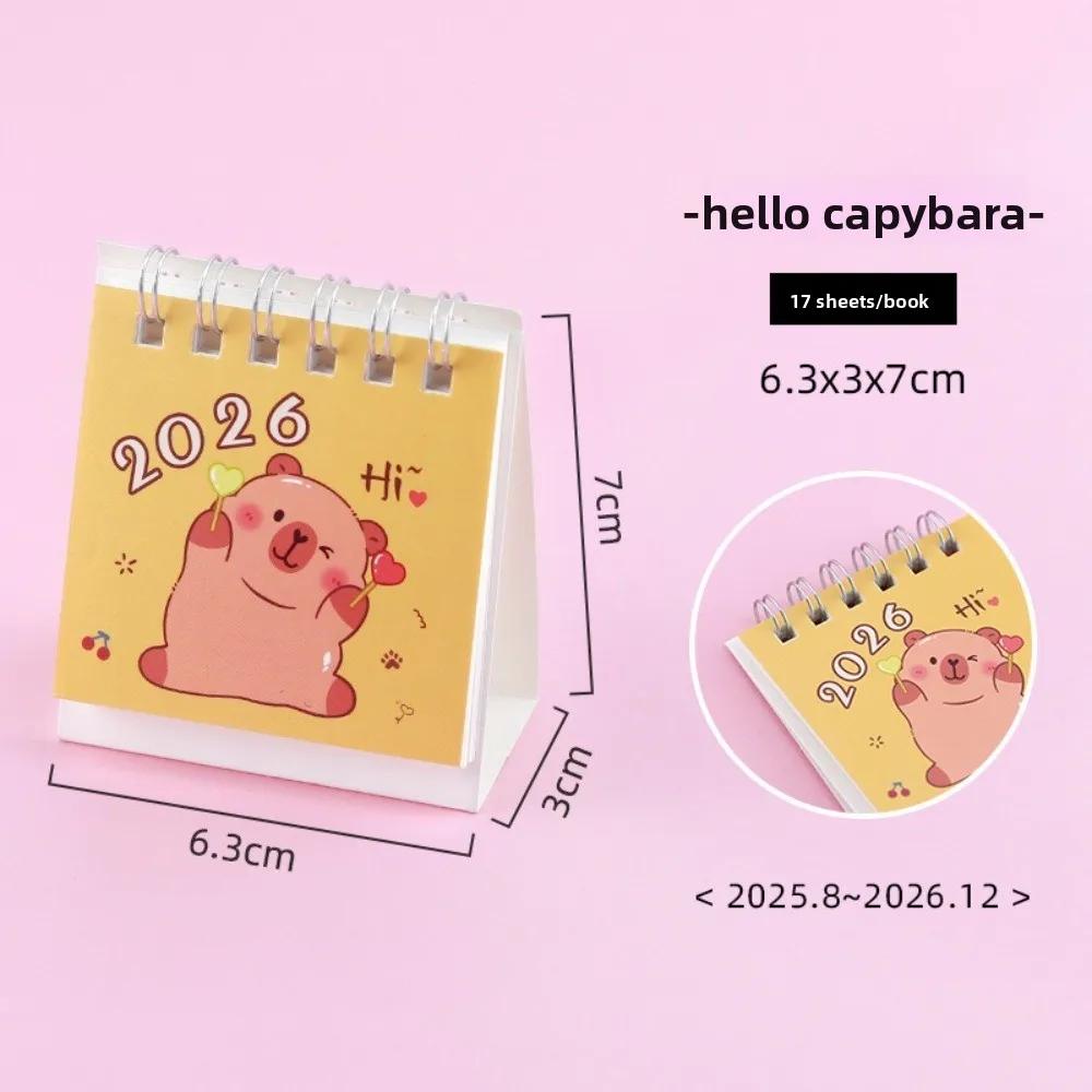 Simple Small 2026 Desk Calendar Cartoon Desktop Decoration Mini Calendar Standing Flip Coil Calendar Office School Supplies