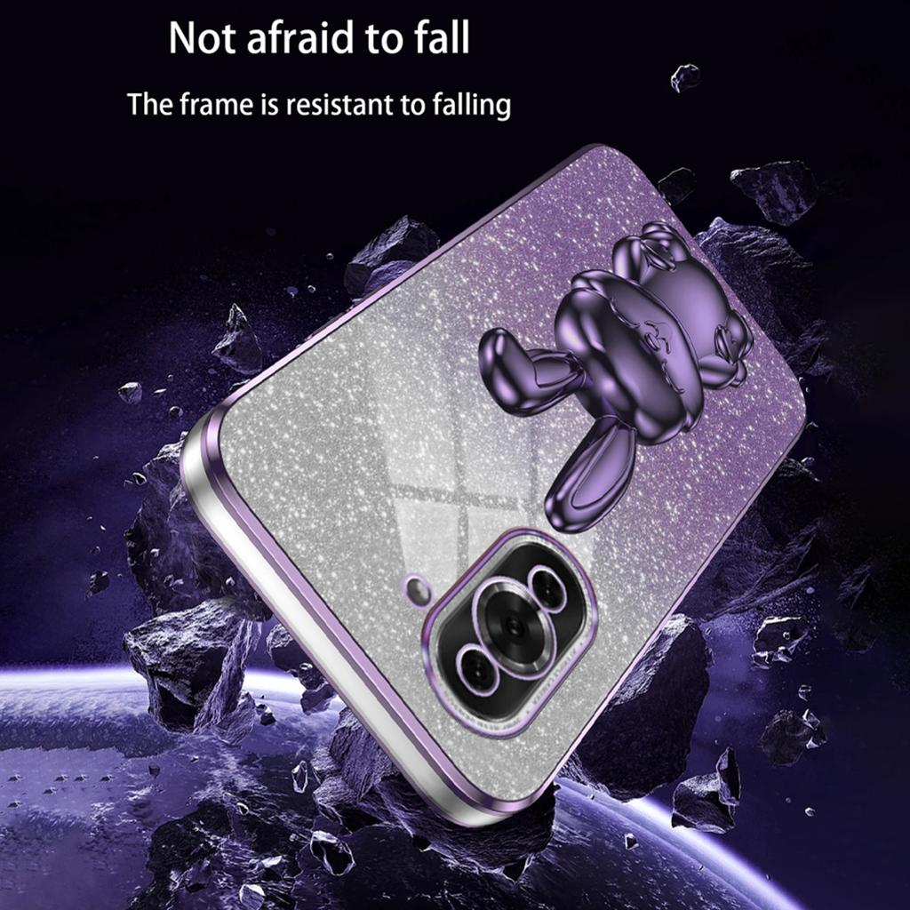 For Huawei Nova 10 Pro 4G Cell Phone Case Cartoon Rabbit Glitter PC+TPU Pull-out Kickstand Cover