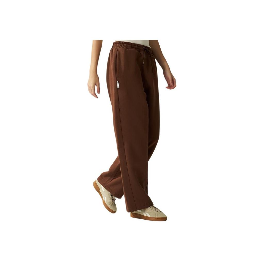 Reebok Fashion Casual Loose Fit Drawstring Fleece Knit Sweatpants Unisex bottoms Brown 24FRM607UGBR