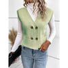 Women S Knit Vest V Neck Double Breasted Button Casual Cardigan