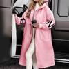 Womens Casual Hooded Long Spliced Coat Fall Winter Fashion Loose Fit Commuter Outerwear