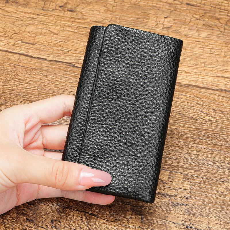 Men's Women's Leather Keycaps Layered Cowhide Multifunctional Coin Purse Access Control Portable Key Bag