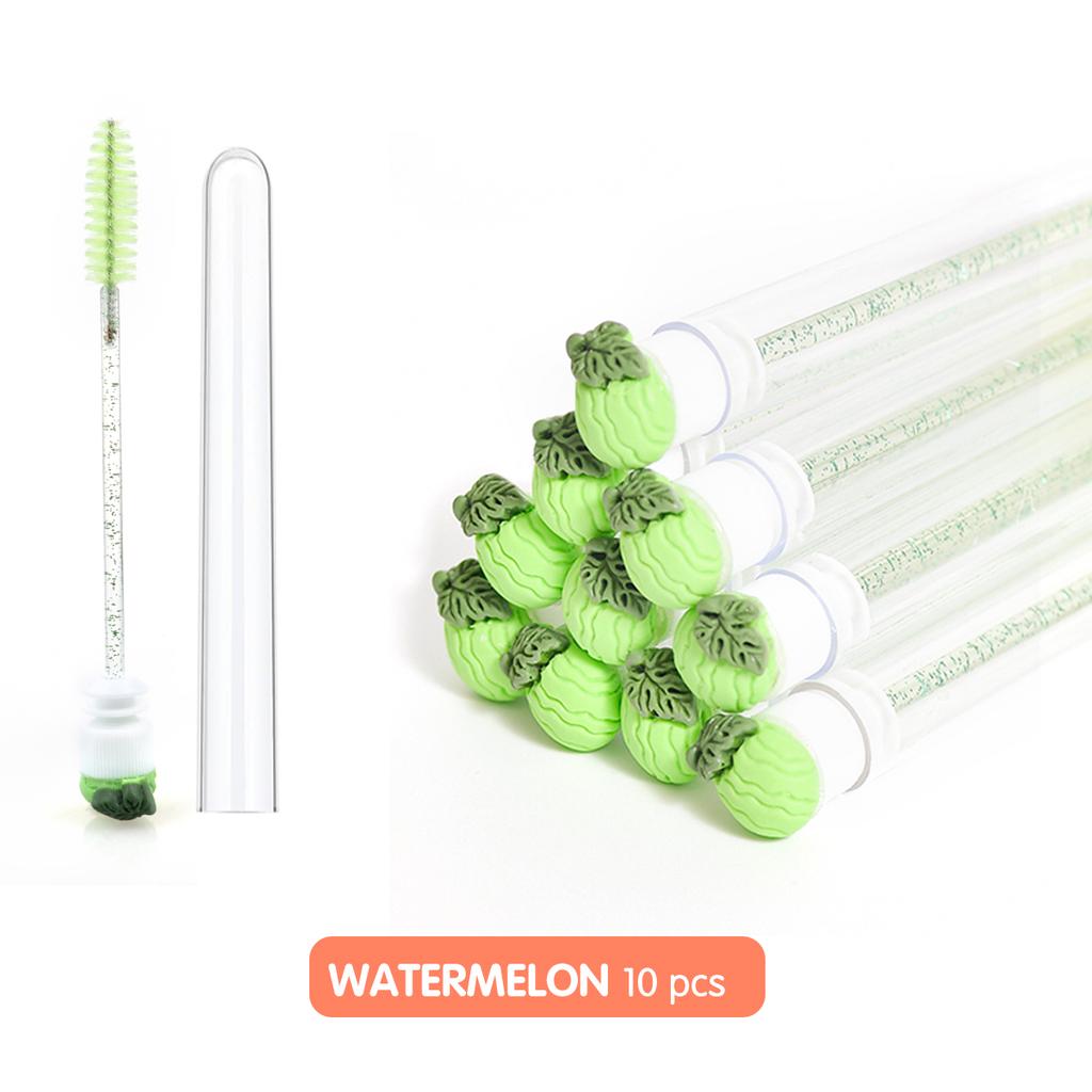 Reusable Eyelash Brushes Tube Spoolies Brushes Mascara Wands Plastic Fiber Nylon Lash Makeup Fruit Brush Tube 10pcs/bag