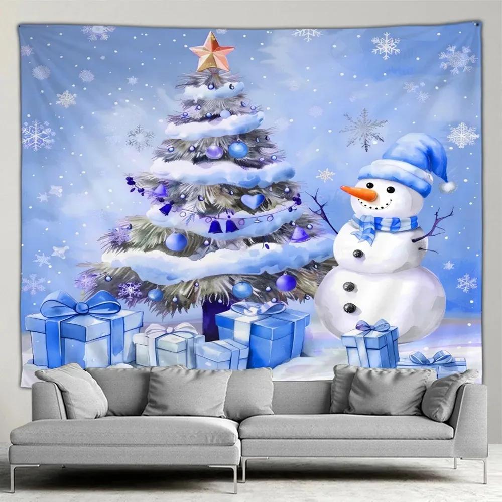 Christmas Tree Snowman Pattern Tapestry Bedroom Living Room Home Christmas Decoration