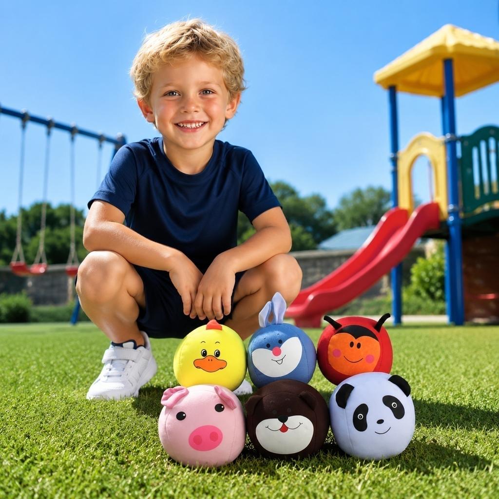 Ensemble de poufs sensoriels visage d'animal pour enfants Développement des compétences motrices Éducatif Jeu de lancer intérieur extérieur Jouet