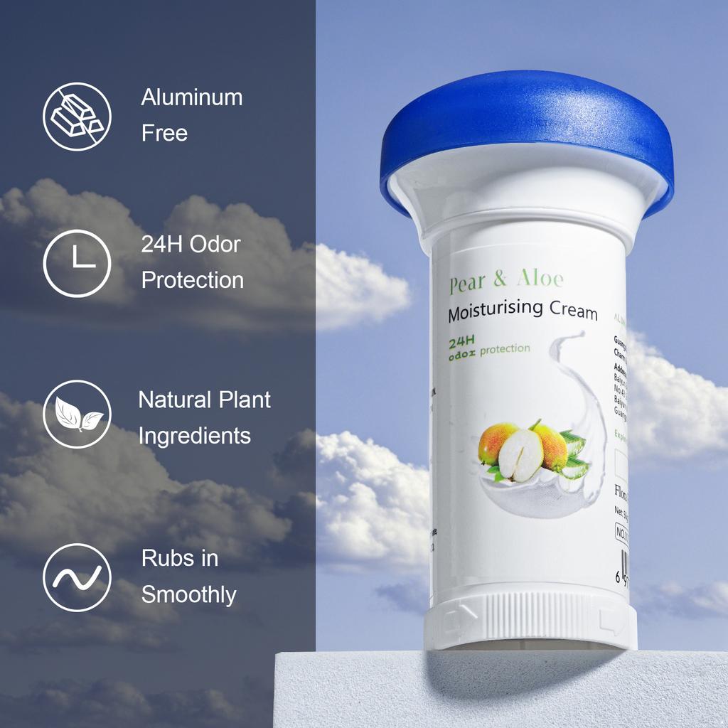 24H Odor Protection Cream - Natural Plant Based Body Deodorant for Men & Women, Alcohol-Free & Moisturizing, 1 Piece