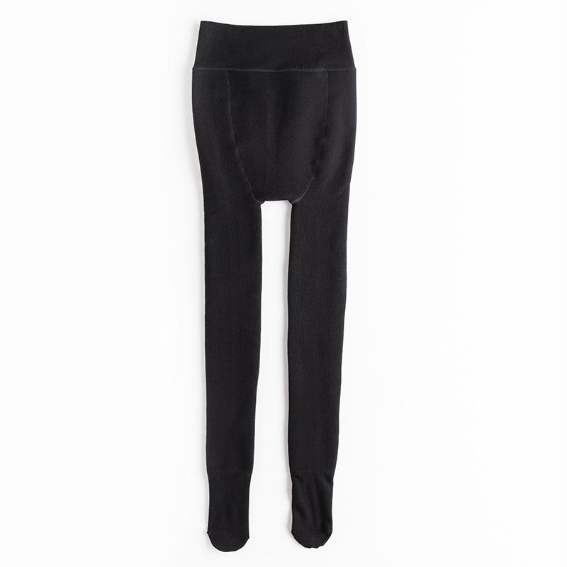 Plus Size Coffee Color Imitation Cashmere Base Layer Stockings with Velvet Cotton Stripe Tights (Up to 200 Jin).
