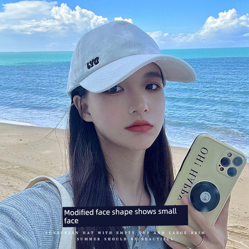 Hat Women's Summer Sun-Proof Topless Hat Sun Baseball Cap Breathable Korean Style Fashion Tide All-Matching Peaked Cap