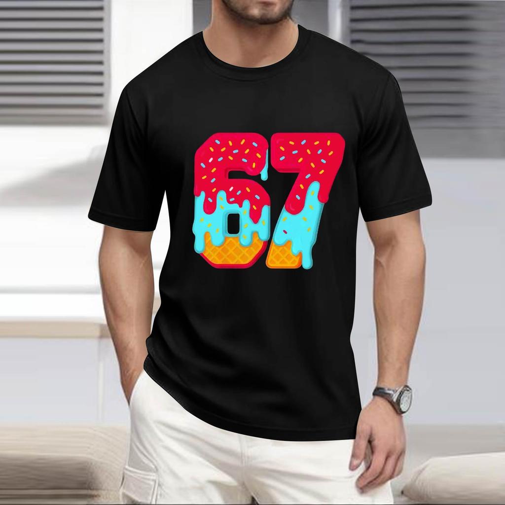 Men's Popular T-shirt Printed Round Neck Short Sleeve T-shirt