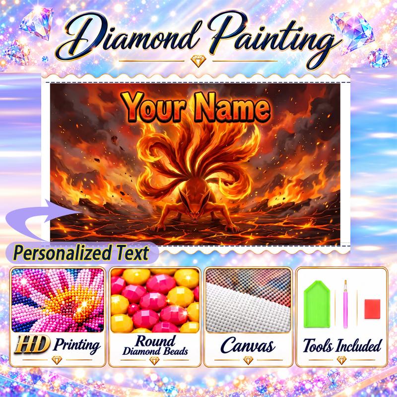 Personalized Kurama Naruto Diamond Art Custom Name 5D Diamond Painting Full Drill DIY Craft