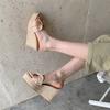 Eilyken Street Style Butterfly-kont Women Slippers Solid Platform Wedges Shoes Summer Peep Toe High Heels Banquet Sandals