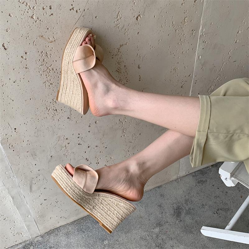 Eilyken Street Style Butterfly-kont Women Slippers Solid Platform Wedges Shoes Summer Peep Toe High Heels Banquet Sandals