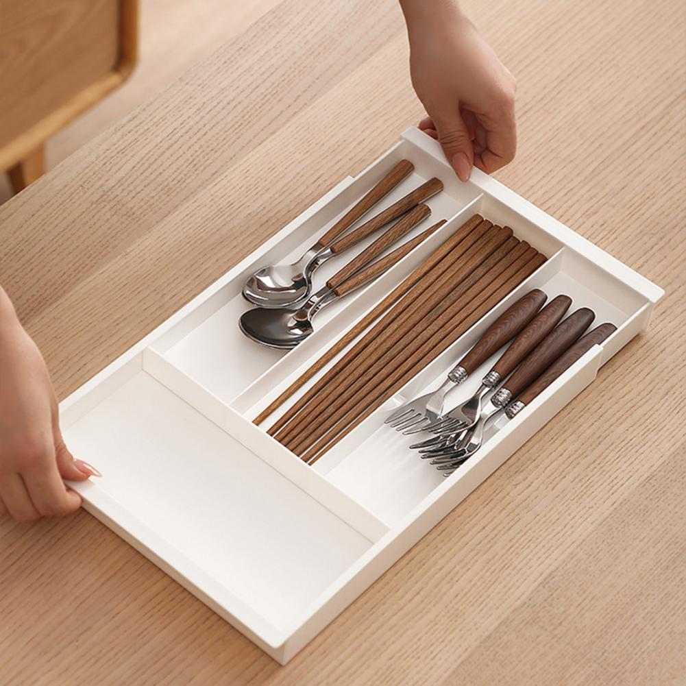 Adjustable Storage Container Retractable Storage Box Expandable Drawer Organizer for Cutlery Utensils Adjustable Length Storage