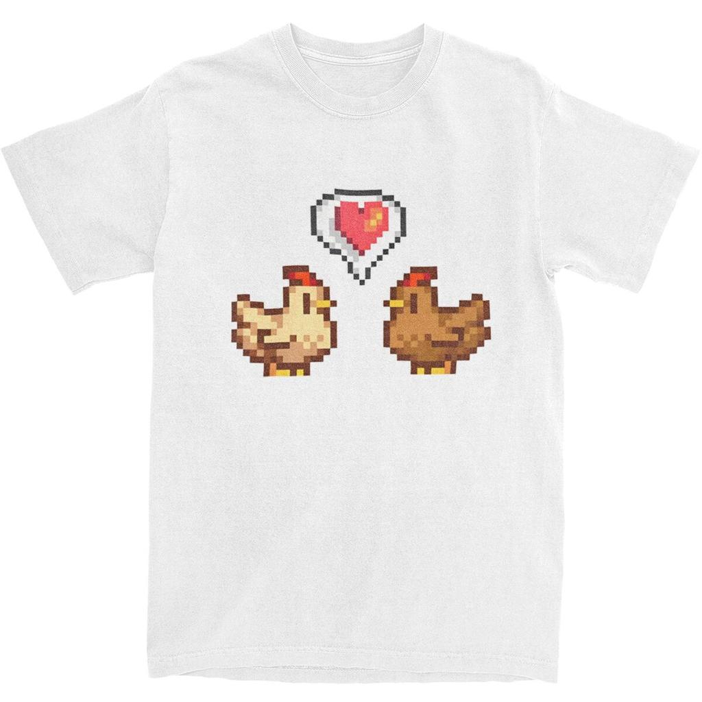 Herre T-skjorte Stardew Valley Kylling Kjærlighet T-skjorter Hip Hop Egendesignet Trykt Grafisk Strand T-skjorter Vintage Bomullstopper Pluss