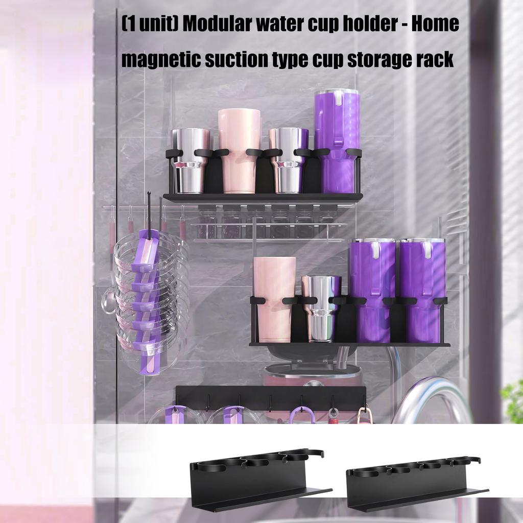 Sturdy Carbon Steel Cup Holder Set Magnetic Wall Mounted Kitchens Organizers For Utensils Bottles Storage