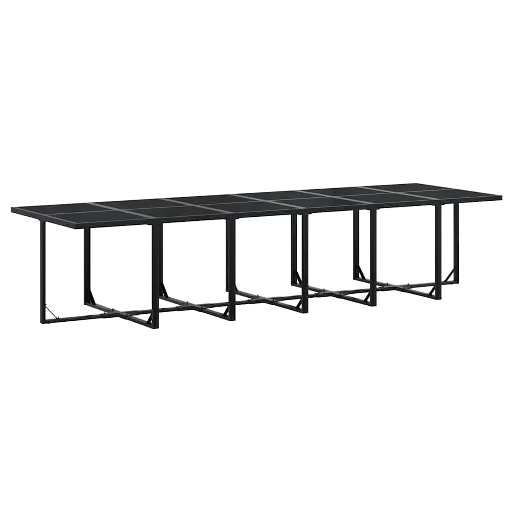 13 Piece Outdoor Dining Set with Cushions Black PE Rattan