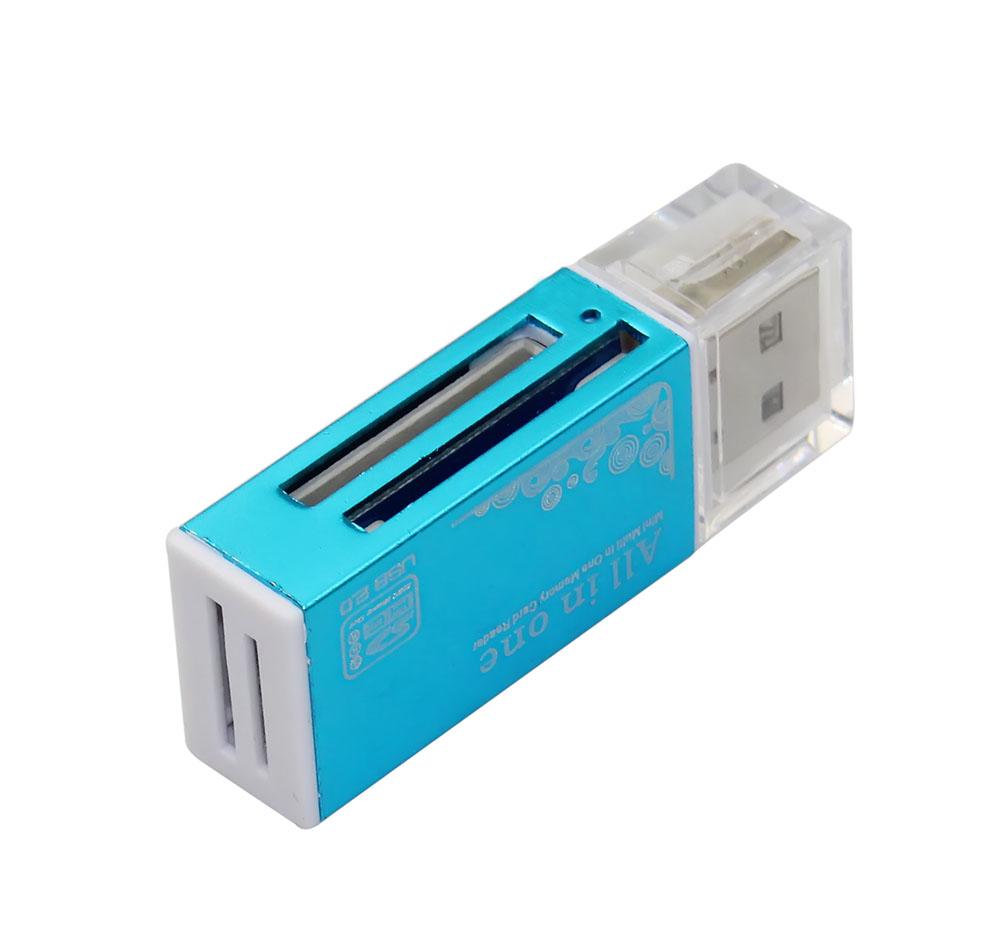 1pcs Card Reader Tiny USB 2.0 All In 1 Multi Memory Card Reader Adapter For Micro SD SDHC TF M2 MMC 2 Colors