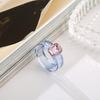 Fashion Simple Inlaid Colorful Zircon Resin Ring Women Sweet Cute Birthday Party Commemorative Jewelry Gift