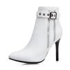 Womens Pointed Toe Stiletto Ankle Boots Side Zip Belt Buckle Short Winter Fashion Plus Size 34-50