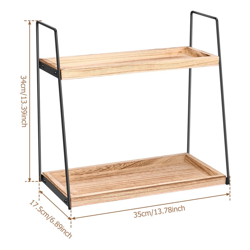 2-stufiges hölzernes Badezimmer-Organizer-Regal Waschtisch-Arbeitsplatte Kosmetik-Ablageregal Große Kapazität Desktop-Kleinteile Aufbewahrungshalter