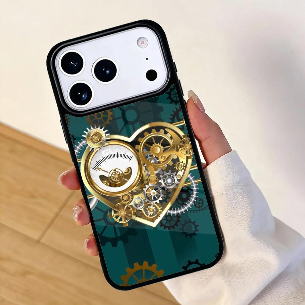 Steampunk Gears Vintage Time Machine Phone Case For Apple iPhone 17 Air 16 Pro Max 15 Pro Max 14 13 12 11 Mini Back Cover