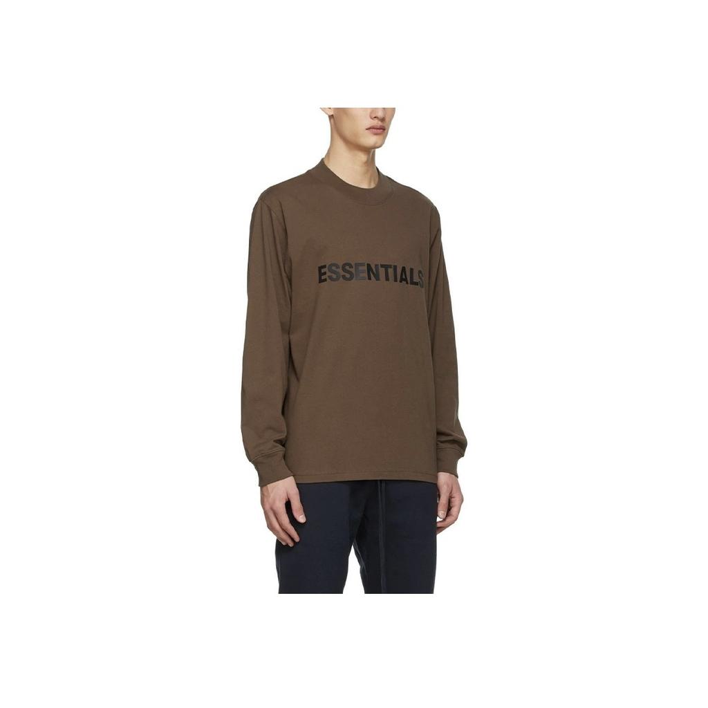 Fear of God Essentials Long Sleeve Crewneck T-Shirt with Drop Shoulder Unisex Tops Brown FOG-FW20-165