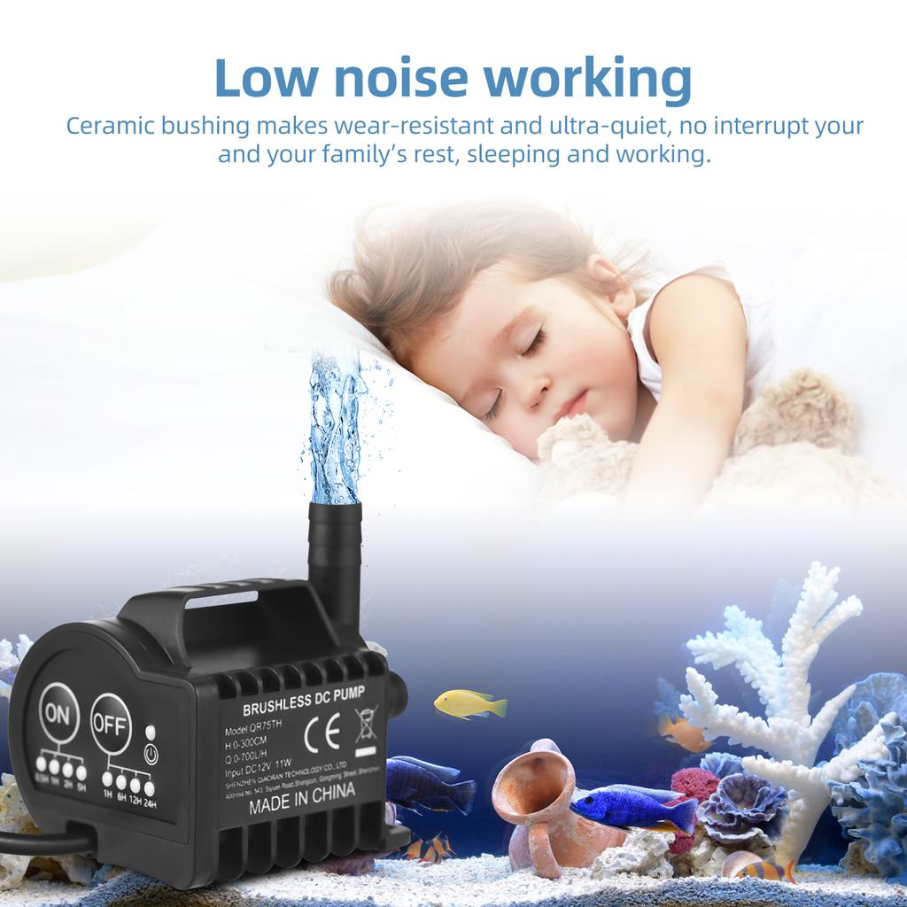 Mini 12V Water Pump with 4 Gear On/Off Timing, Acceleration and Deceleration Function, Max 700L/H