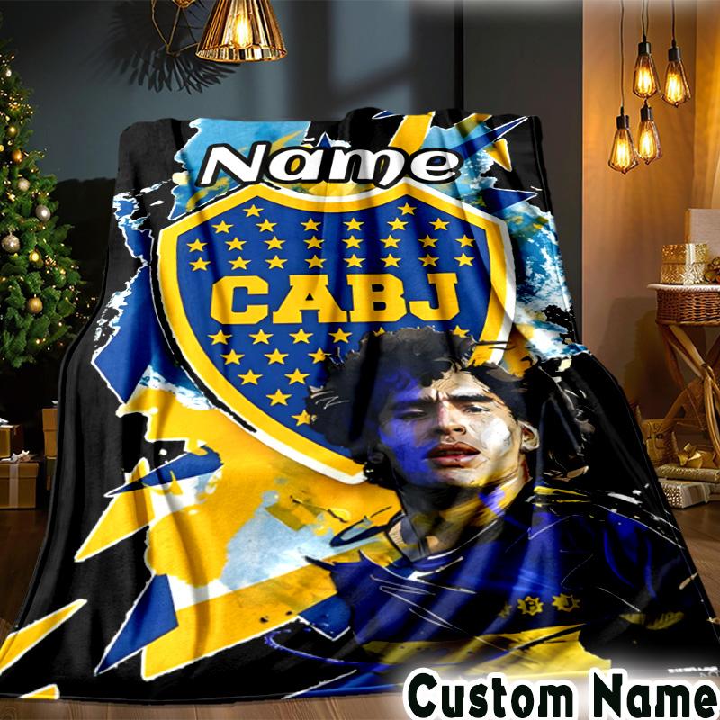 Custom Name CABJ Team Crest Throws Blanket Flannel Blankets for Couch Bed Gifts for Men Women Picnic blanket Christmas fan gifts