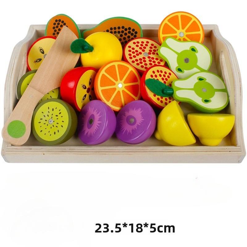 Holz Simulation Küche Rollenspiel Spielzeug Klassisches Spiel Montessori Lernspielzeug für Kinder Kinder Geschenk Obst Gemüse Schneideset