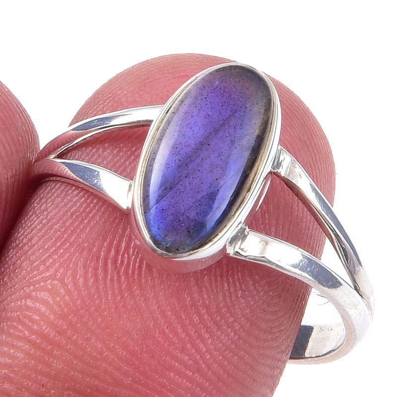 

Natural Labradorite Gemstone Handmade 925 Solid Sterling Silver Ring Size 9 Q3z88