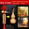 Brass Gourd Five Emperors Copper Coins Cinnabar Knot Pendant for Entrance, Bedroom, and Kitchen