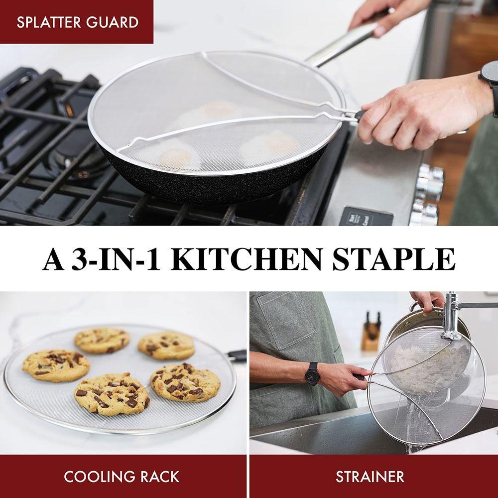 Fine Mesh Grease Splatter Screen Stainless Steel Grease Guard Splatter Guard  Kitchen Pots