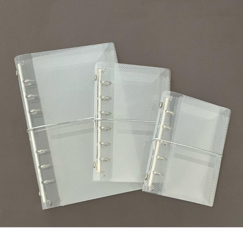 A6/A7 Clear Notebook Cover Binders Folder Three Fold Flip Binders Cover with Elastic Band for Paper Storage