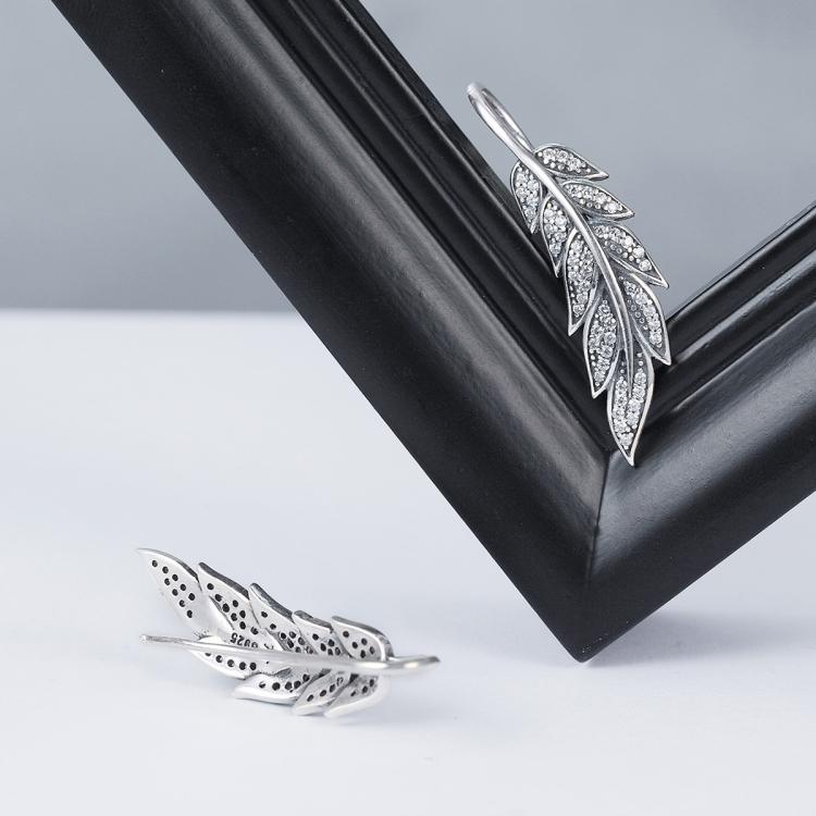 Diamond Leaf Silver Earrings Female S925 Sterling Silver Earrings