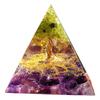 PLEAVIT Orgonite Pyramid with Crystal and Natural Stones, Chakra Power Stone Figurine, Purification, Tree of Life (5 X 5 Cm)