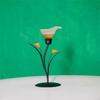62KD Artistic Glass Floral Candelabra Iron Stable Table Decors Centerpieces Candlestick for Weddings Anniversaries Parties