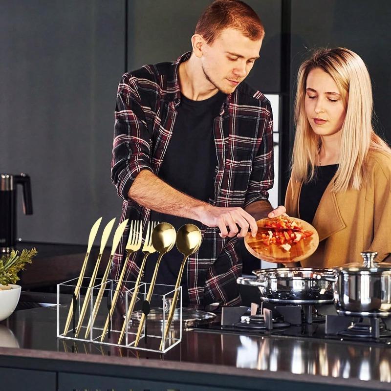 Multi-Function Kitchen Utensil Organizer - Space-Saving Plastic Cutlery Holder, Can Store Spoons, Knives And Forks, Durable