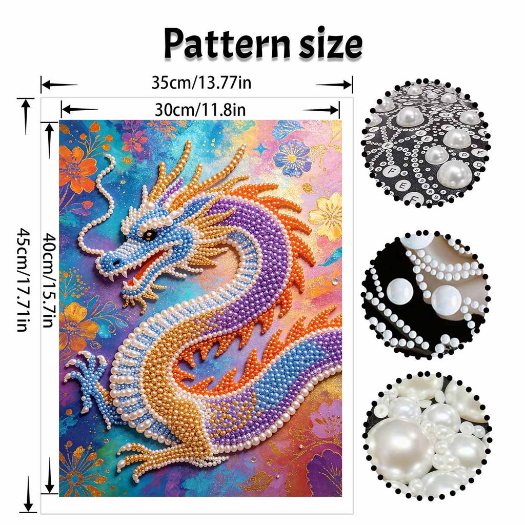 DIY Pearl Gem Colorful Dragon Shining Bead Craft Art Home Wall Ornament Simple Unframed Room Decoration Art Modern Gift For Living Room Decor