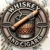 Vintage Whiskey und Zigarren D Geprägter Effekt Runde Metallblechdose Retro Man Cave Bar Pub Wanddekor Kunstplakette