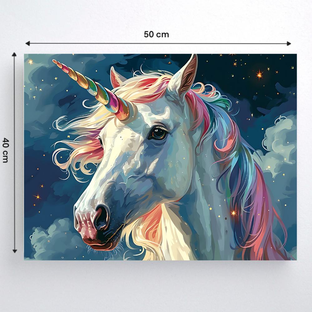 Malowanie Po Numerach Z Ramą Obrazy Do Malowania Biały Jednorożec 50X40 Cm