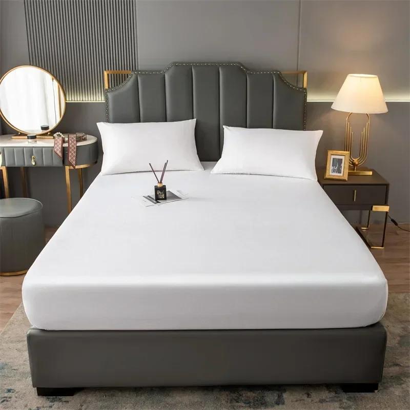 

Водонепроницаемый наматрасник цельный непромокаемый дышащий пылезащитный защитный чехол для матраса Simmons нескользящая фиксированная простыня 90x200cm белый