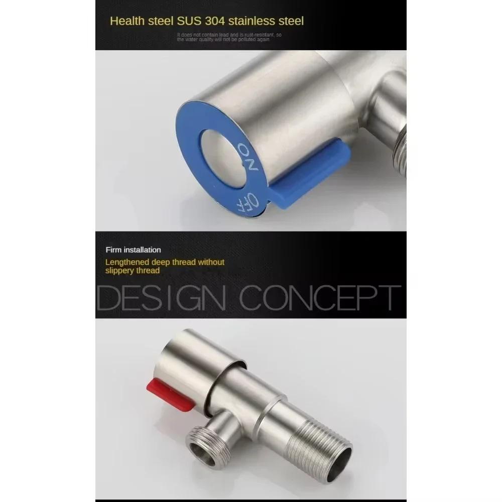 Válvula de Entrada Caliente Fría de Acero Inoxidable Válvulas de Ángulo de Llenado de Inodoro Grifo Calentador de Agua para Lavabo Fregadero Accesorios de Cocina Baño