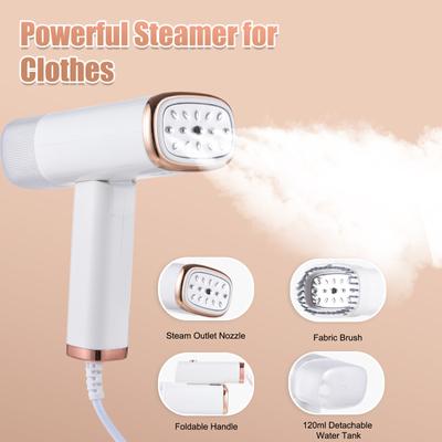 Steamer for Clothes 1000W Powerful Foldable Handheld Garment Steamer for Clothes and Fabrics 120ml