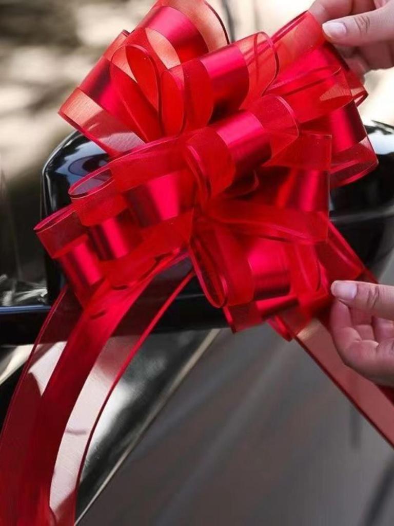 Shiny Double-Sided Red Ribbon Bow for Weddings, Gifts, and Events