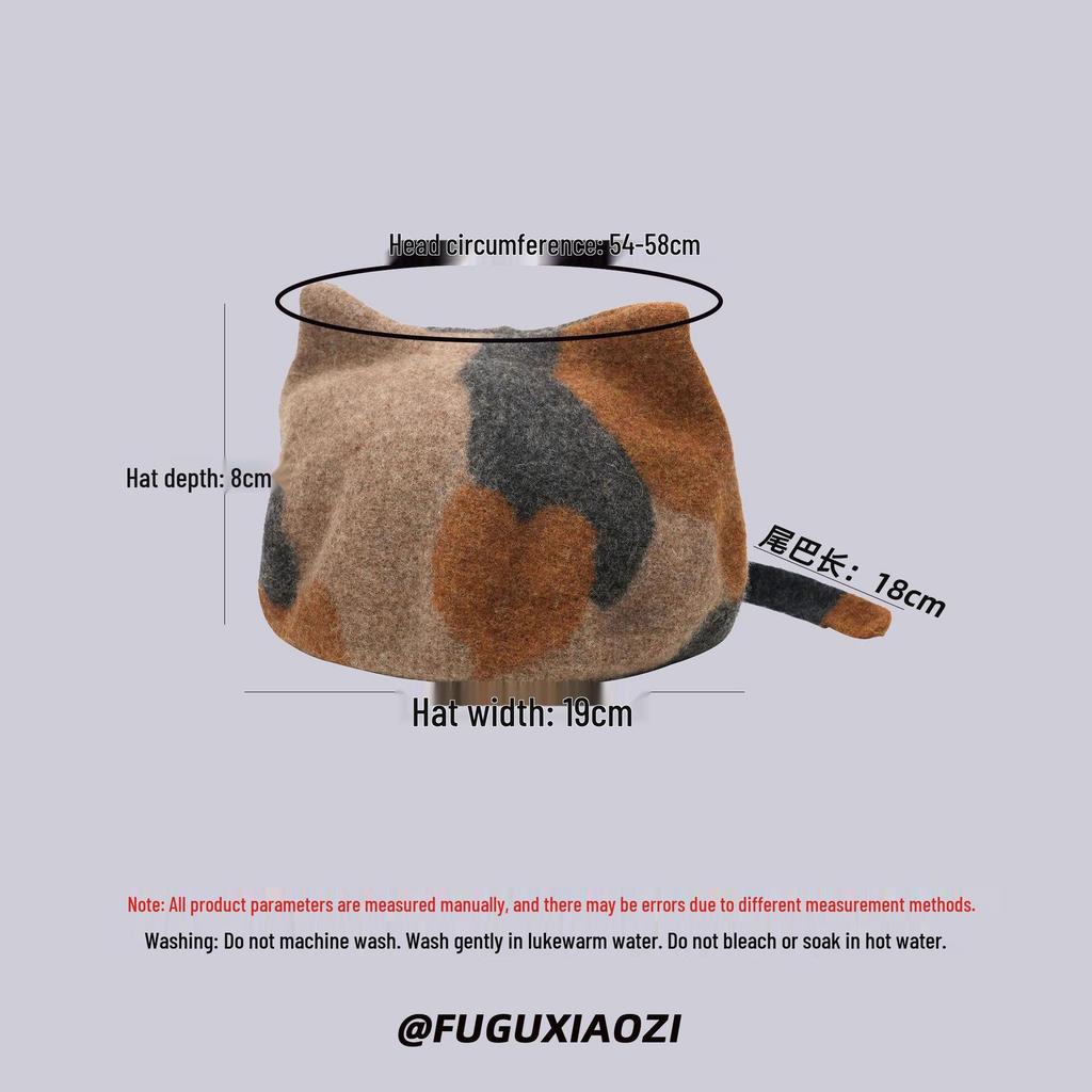 Chic Wool Felt Cat Ear Beret - Sweet, Cozy, and Stylish for Autumn & Winter